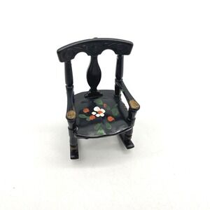 1950s Renwal Miniature Black Rocking Chair Hand Painted Floral Made in USA No 65